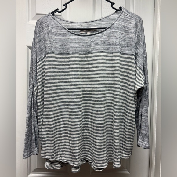 Ann Taylor LOFT Gray Striped Long Sleeve Top – Women’s XL - Picture 1 of 6